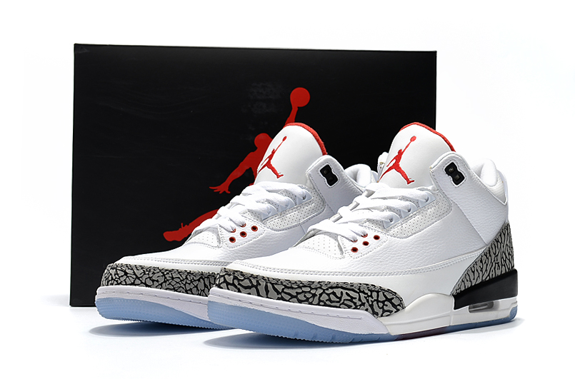 Newest Air Jordan 3 Retro Cement White Air Logo - Click Image to Close